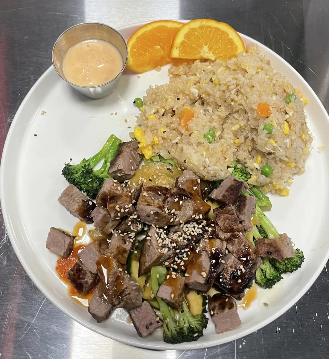 Beef with fried rice